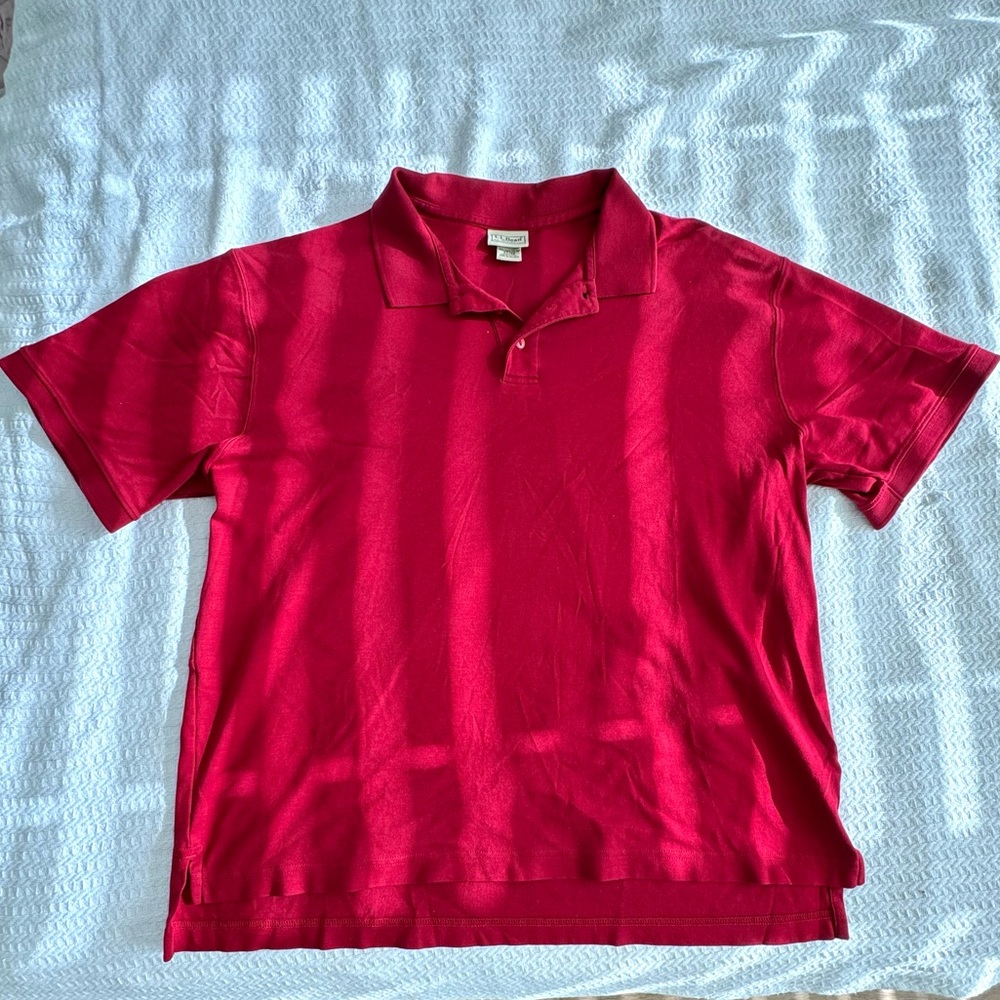 Large Plain Red L.L.Bean Polo Shirt